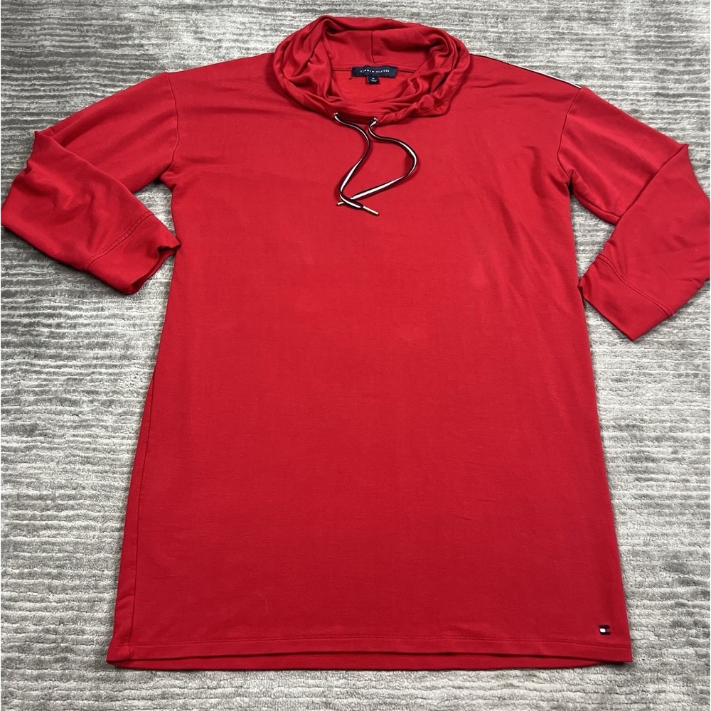 Tommy Hilfiger‎ Dress Womens Medium Red Long Sleeve Cowl Neck Viscose Blend Mini